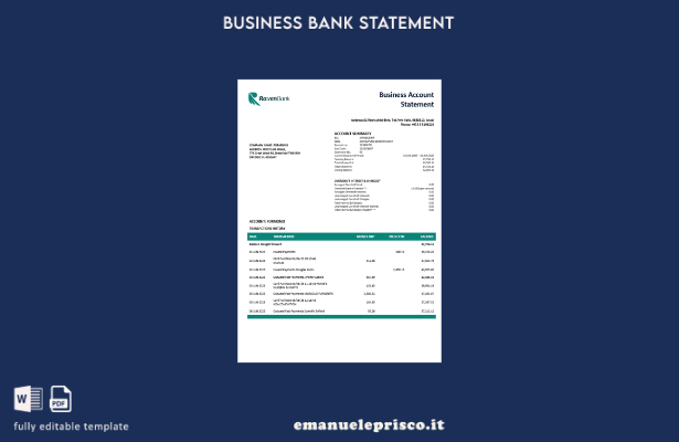 stile verificato Modello di dichiarazione aziendale Raven in formato Word e PDF 